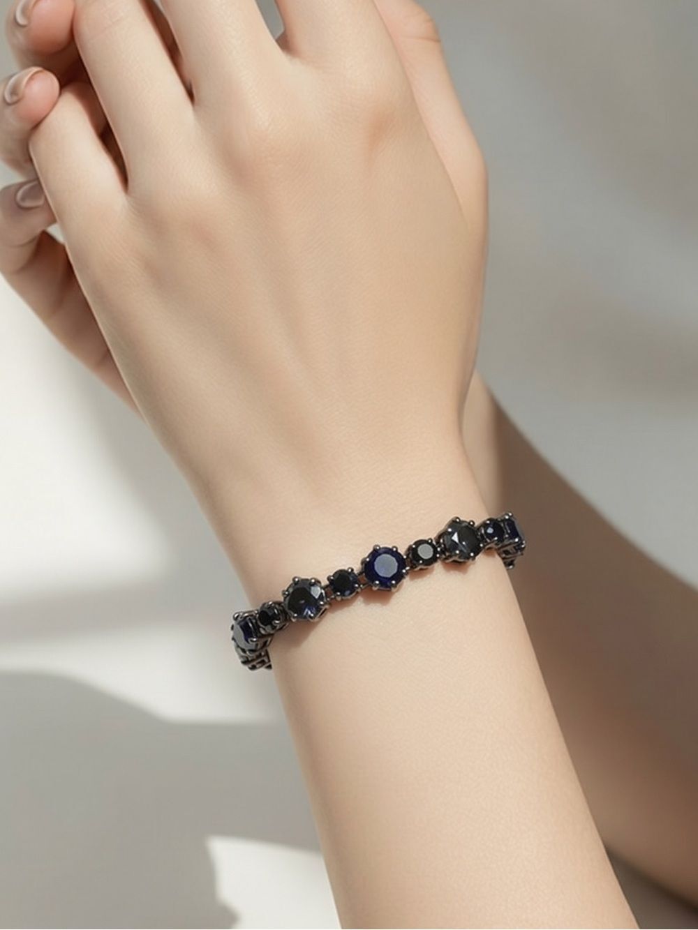 UNBRANDED Black/Dark Gray & Purple Rhinestone Bracelet